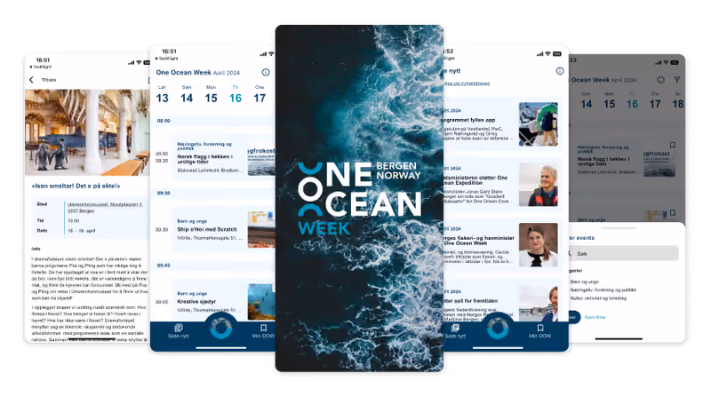 One Ocean Week-appen på mobilskjermer